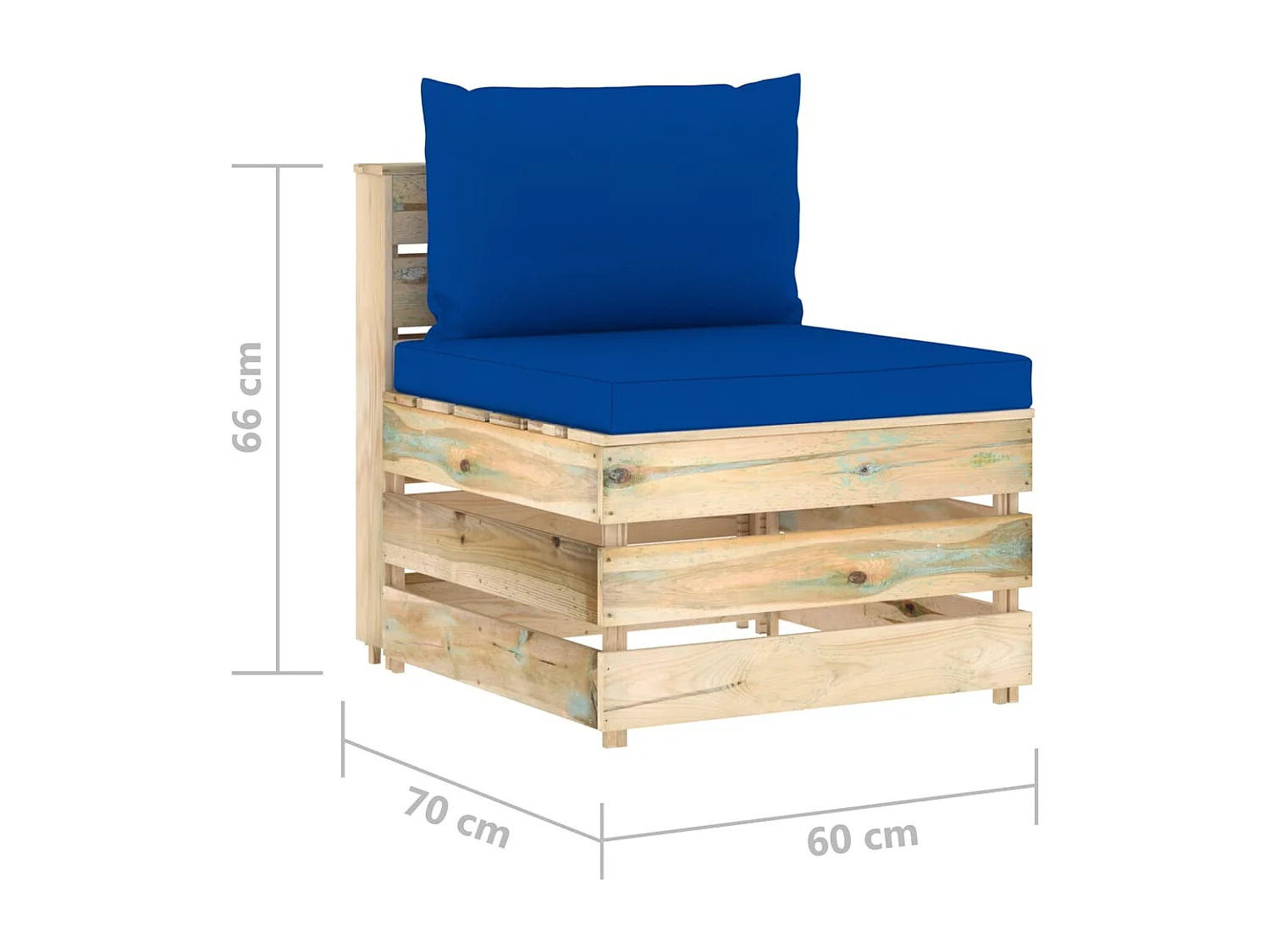 Modulares Mittelsofa mit Kissen Grün Imprägniertes Holz