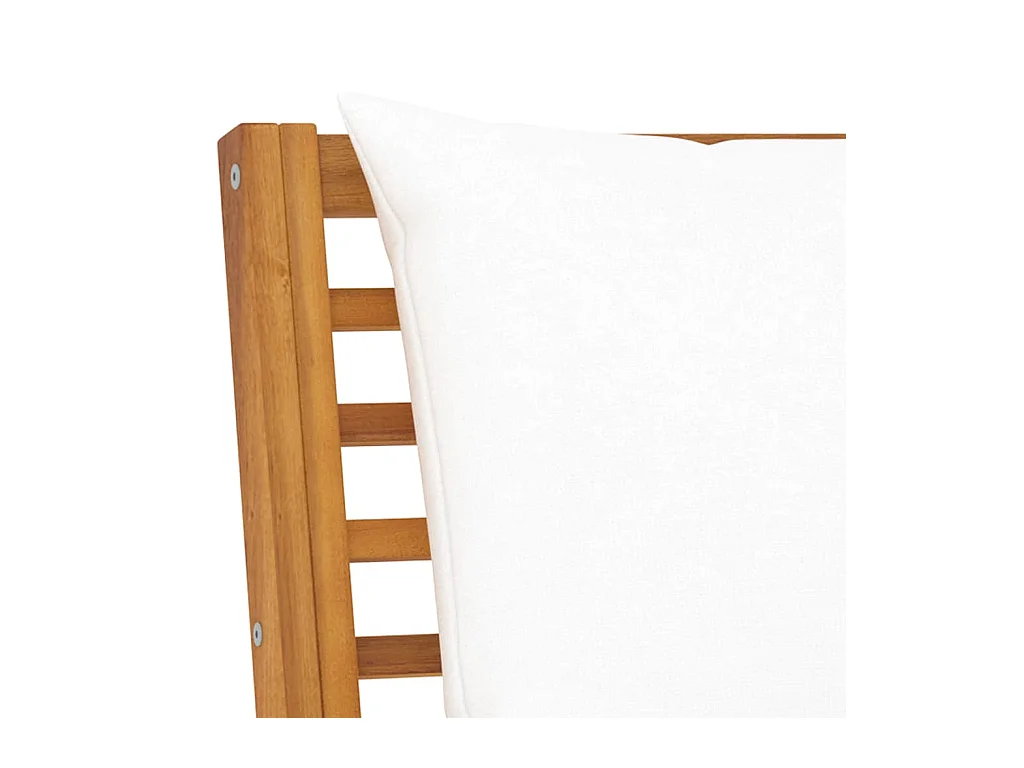 Canapé d'angle sectionnel et coussin crème Bois d'acacia massif