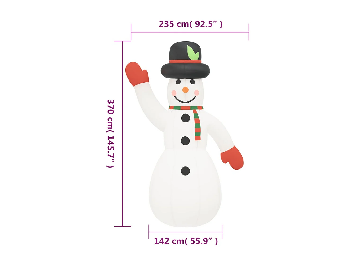 Bonhomme de neige gonflable avec LED 370 cm