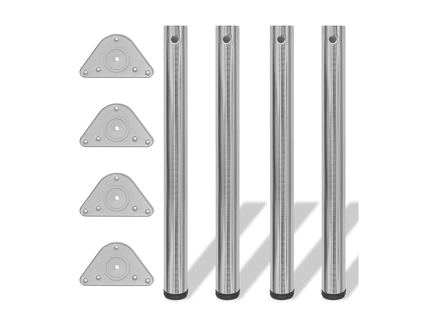 4 pieds de table réglables en hauteur 710 mm Nickel brossé