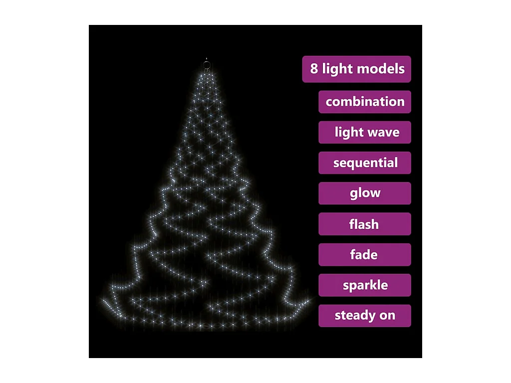 Árvore de Natal parede 720 luzes LED 5 m int/ext branco frio