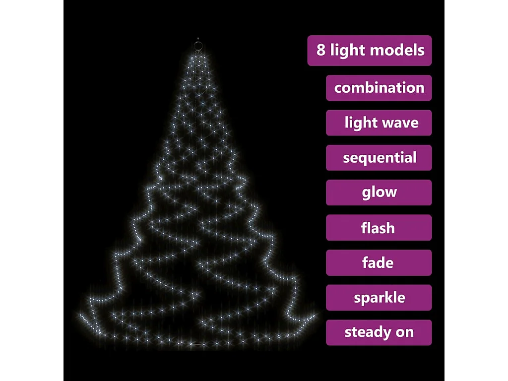 Arbre mural avec crochet métallique 720 LED Blanc froid 5 m