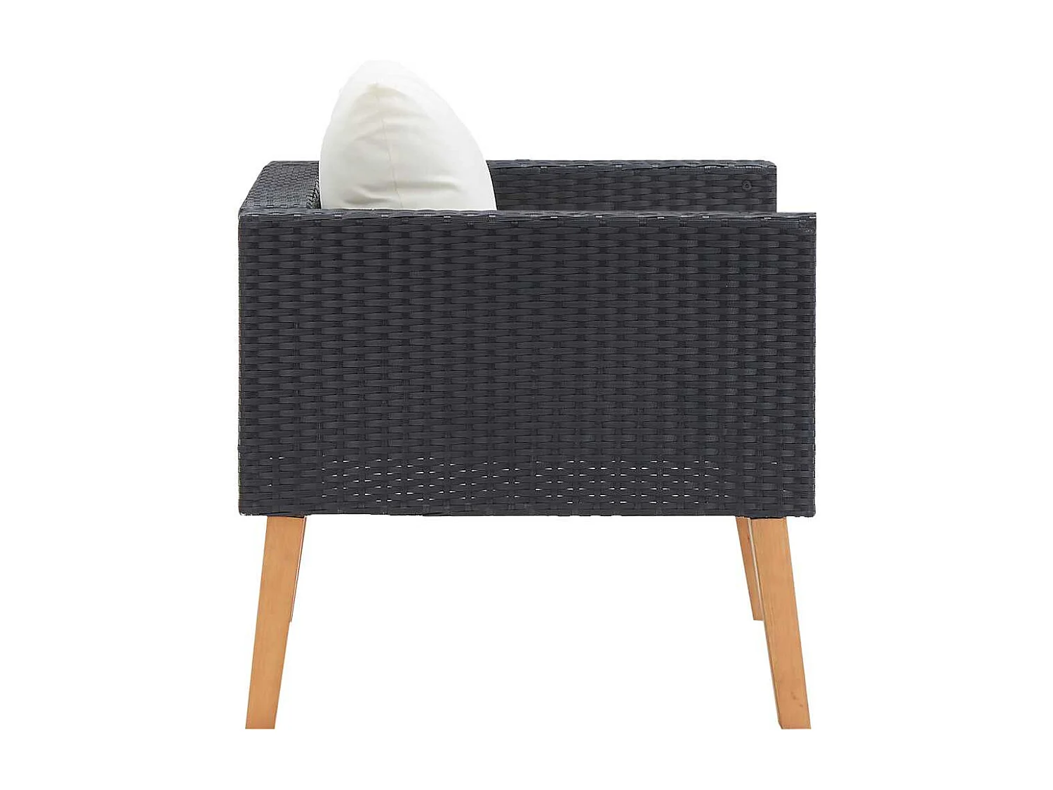 Canapé simple de jardin avec coussins Résine tressée Noir