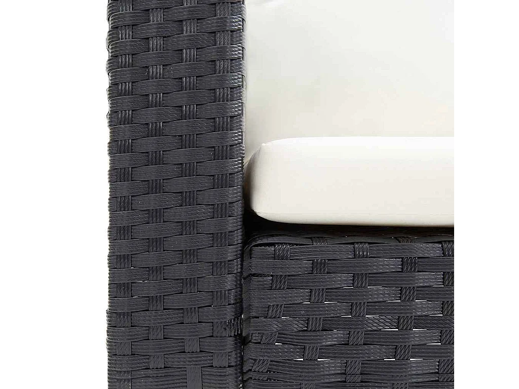 Tuinbank eenzits met kussens poly rattan zwart