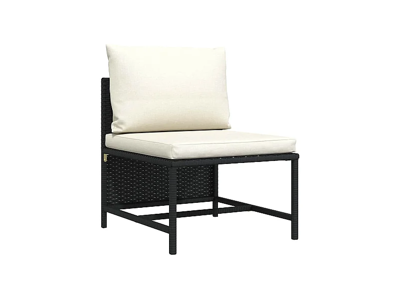 Canapé central sectionnel avec coussins Noir Résine tressée