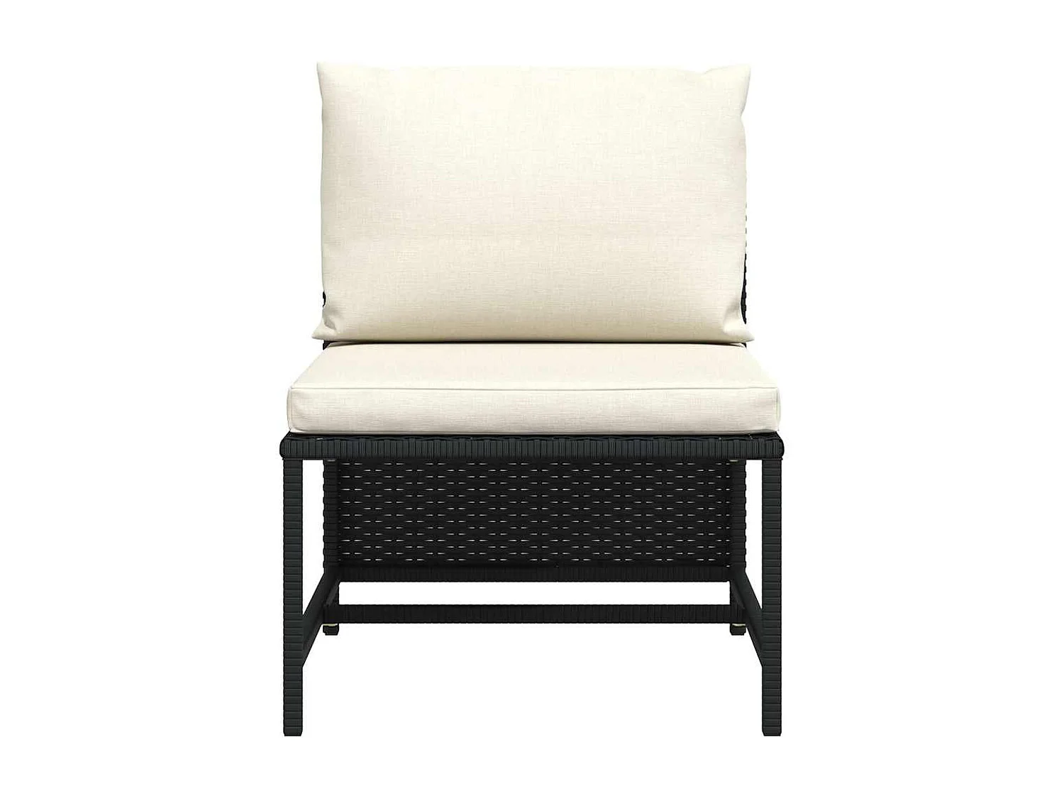 Canapé central sectionnel avec coussins Noir Résine tressée