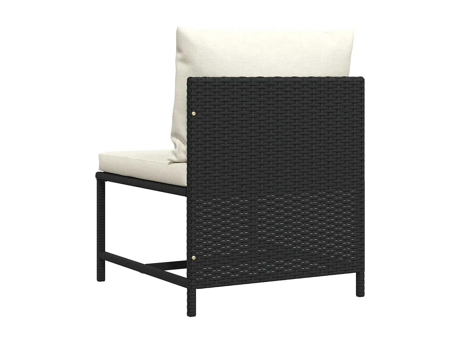 Canapé central sectionnel avec coussins Noir Résine tressée