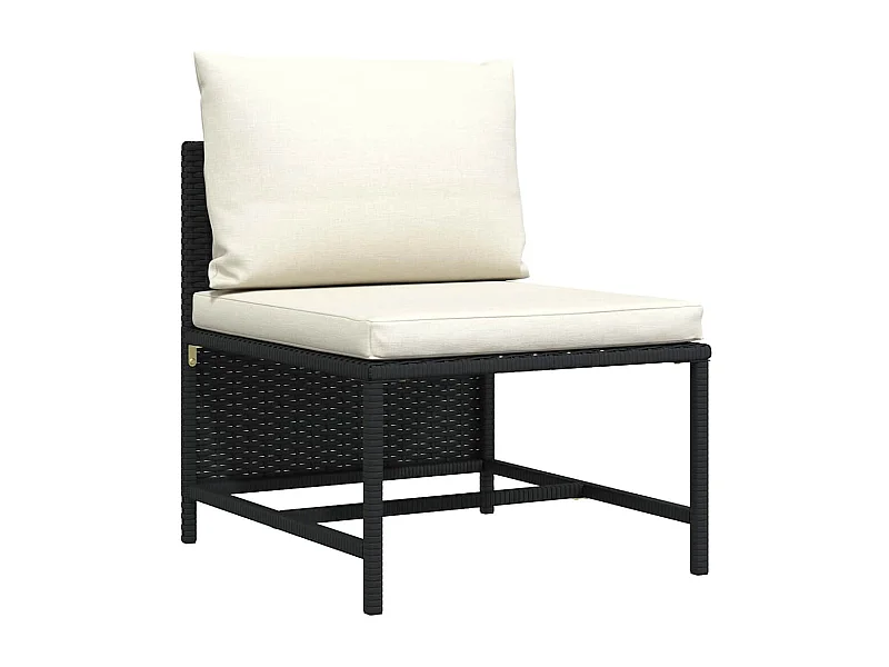 Modular-Mittelsofa mit Kissen Schwarz Poly Rattan
