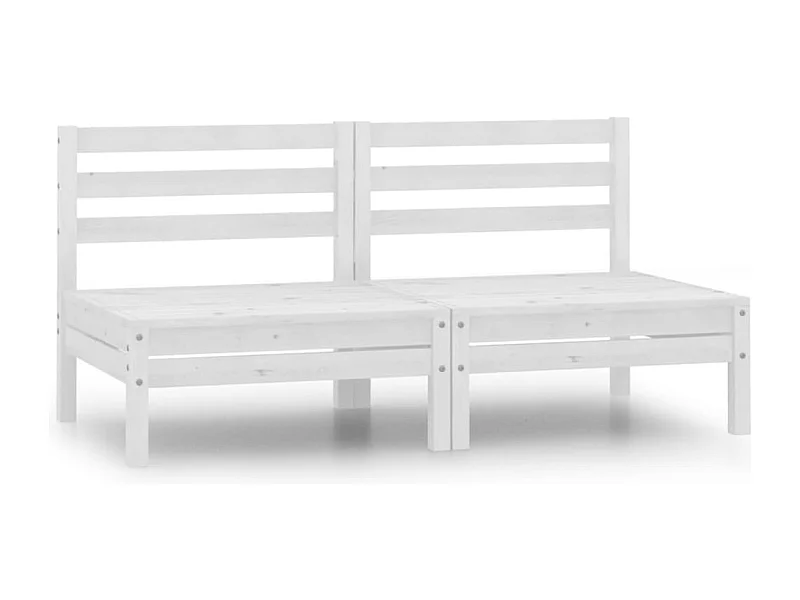 Garten-Mittelsofas 2 Stk. Weiß Kiefer Massivholz