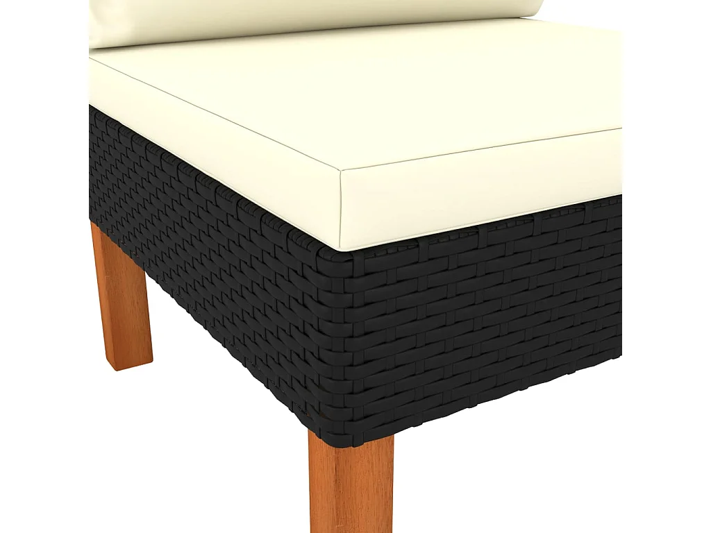 Mittelsofas 2 Stk. Poly Rattan und Eukalyptus Massivholz