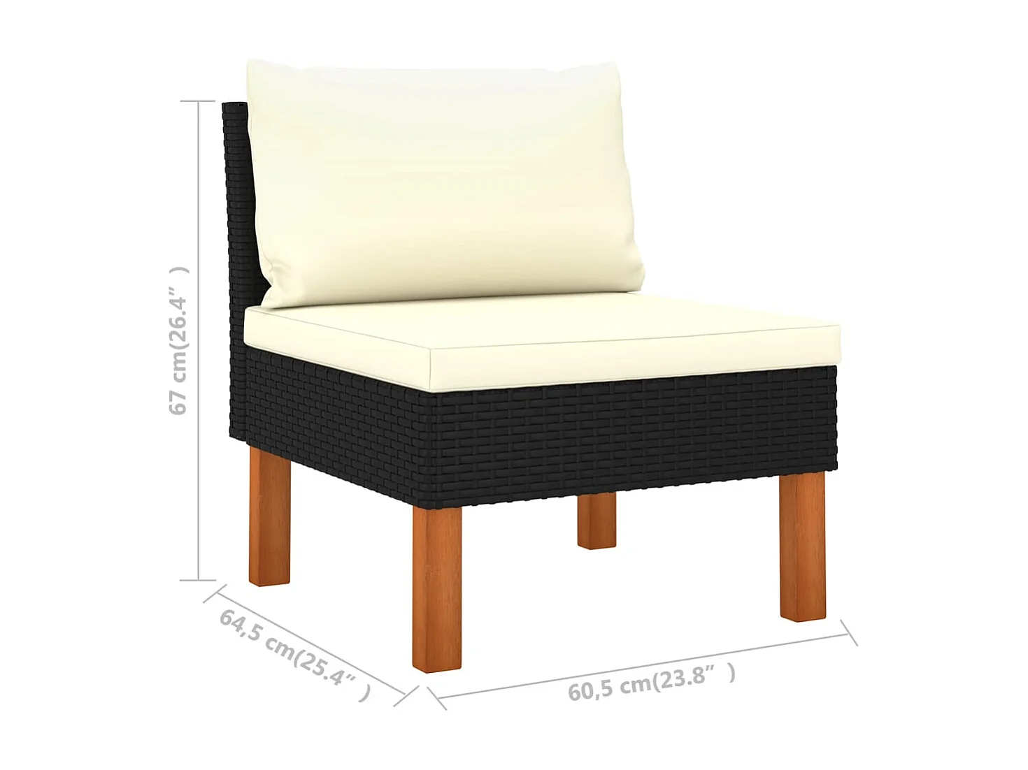 Mittelsofas 2 Stk. Poly Rattan und Eukalyptus Massivholz