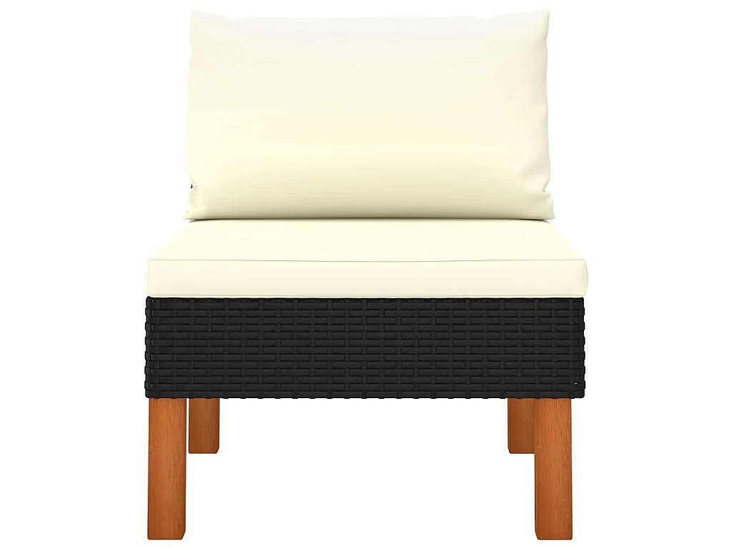 Mittelsofas 2 Stk. Poly Rattan und Eukalyptus Massivholz