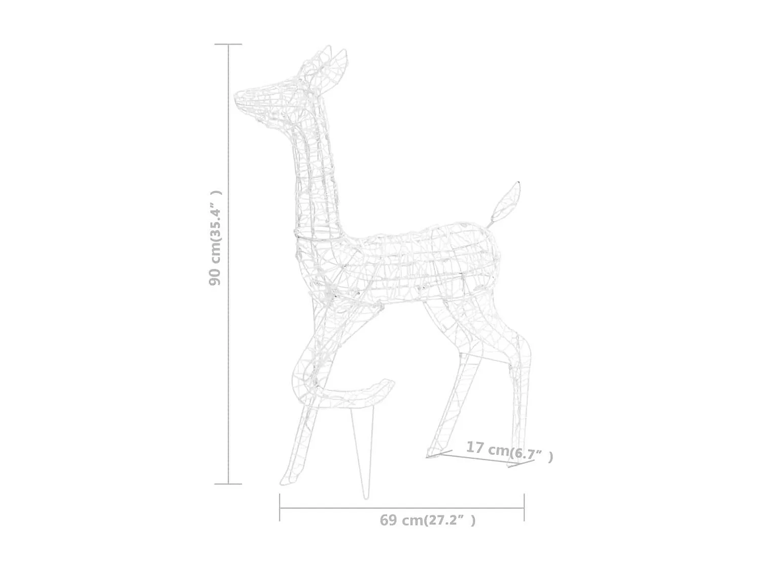 Famille de rennes de décoration Acrylique 160 LED blanc froid