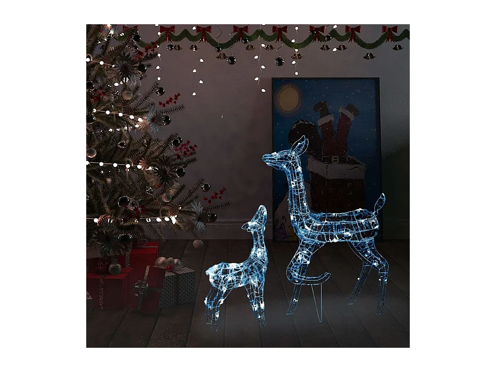 Famille de rennes de décoration Acrylique 160 LED blanc froid