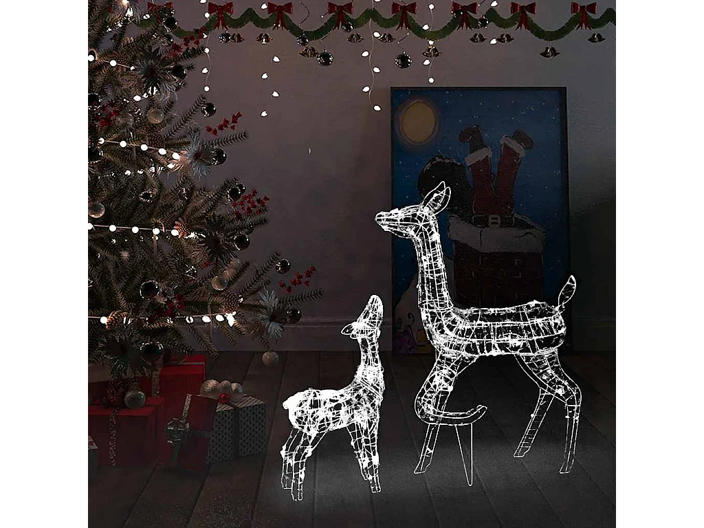 Kerstversiering rendierfamilie 160 LED's koudwit acryl