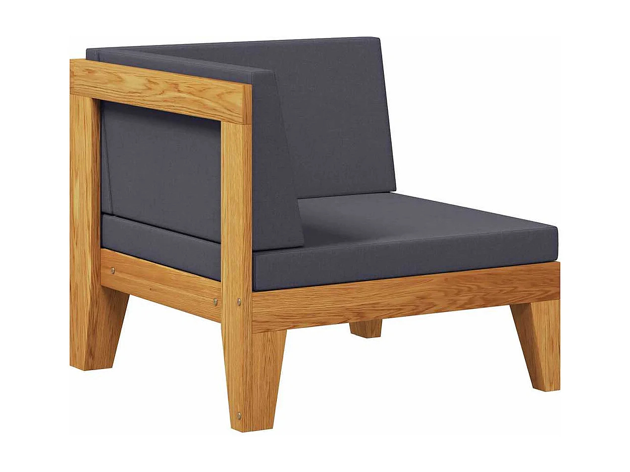 Canapé d'angle sectionnel et coussins gris foncé Bois d'acacia