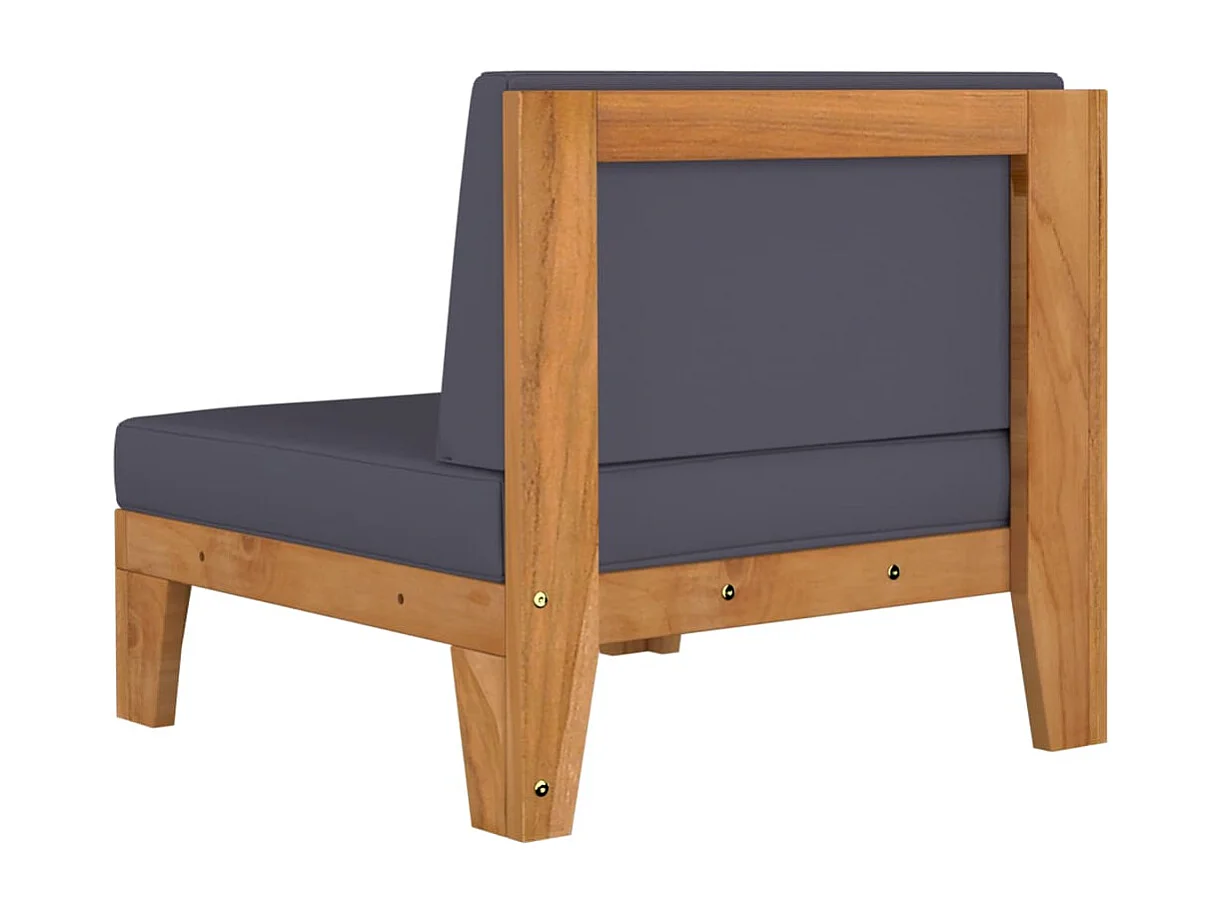 Canapé d'angle sectionnel et coussins gris foncé Bois d'acacia