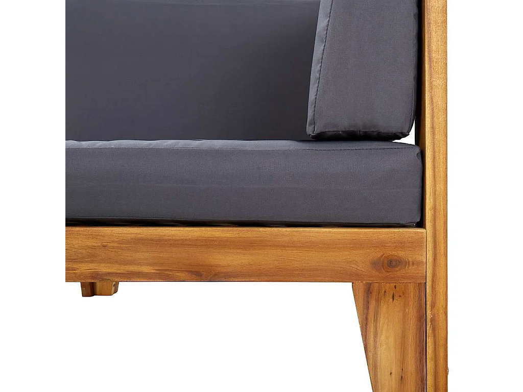Canapé d'angle sectionnel et coussins gris foncé Bois d'acacia