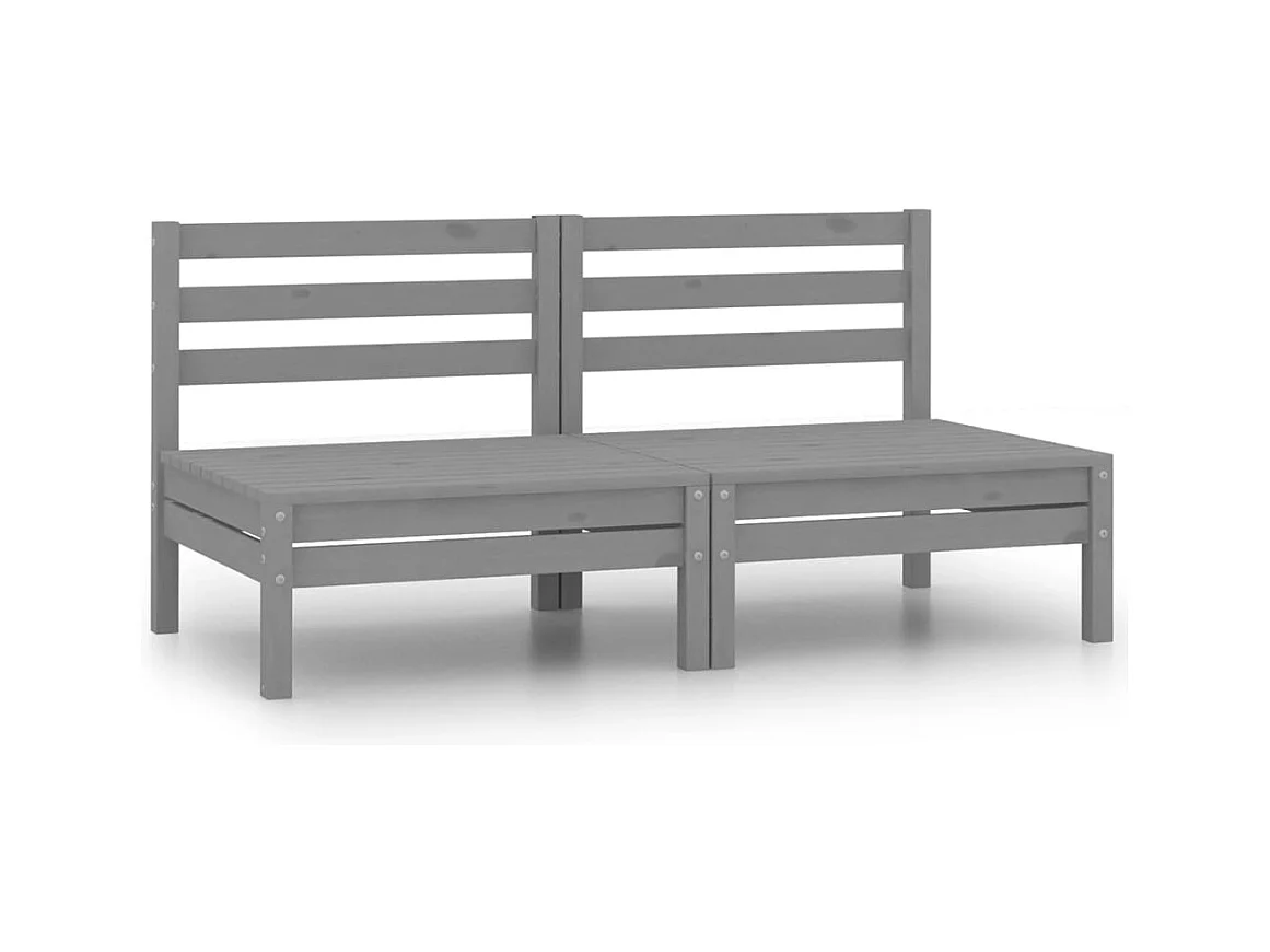 Canapés centraux de jardin 2 pcs gris bois de pin massif