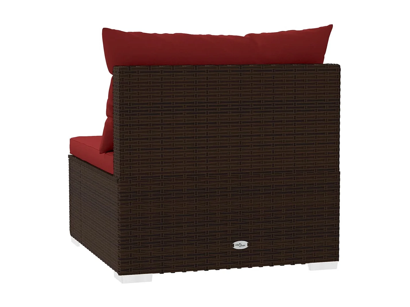 Garten-Mittelsofa mit Kissen Braun Poly Rattan