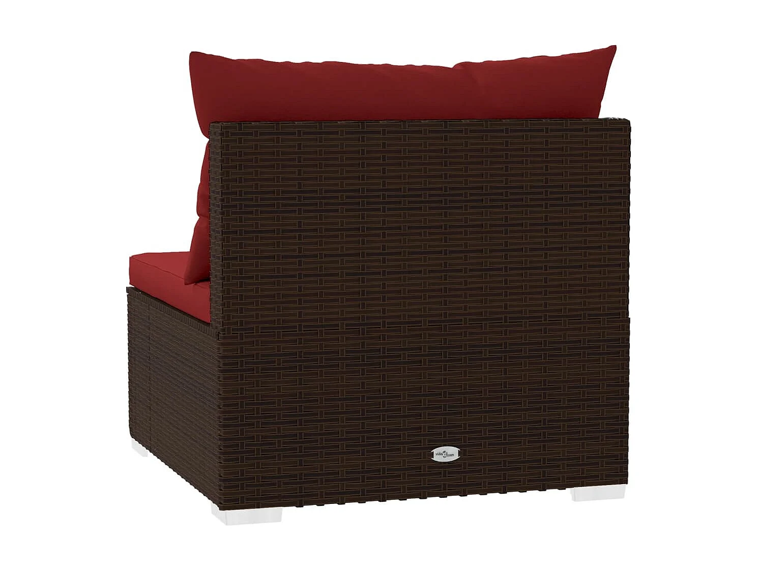 Garten-Mittelsofa mit Kissen Braun Poly Rattan