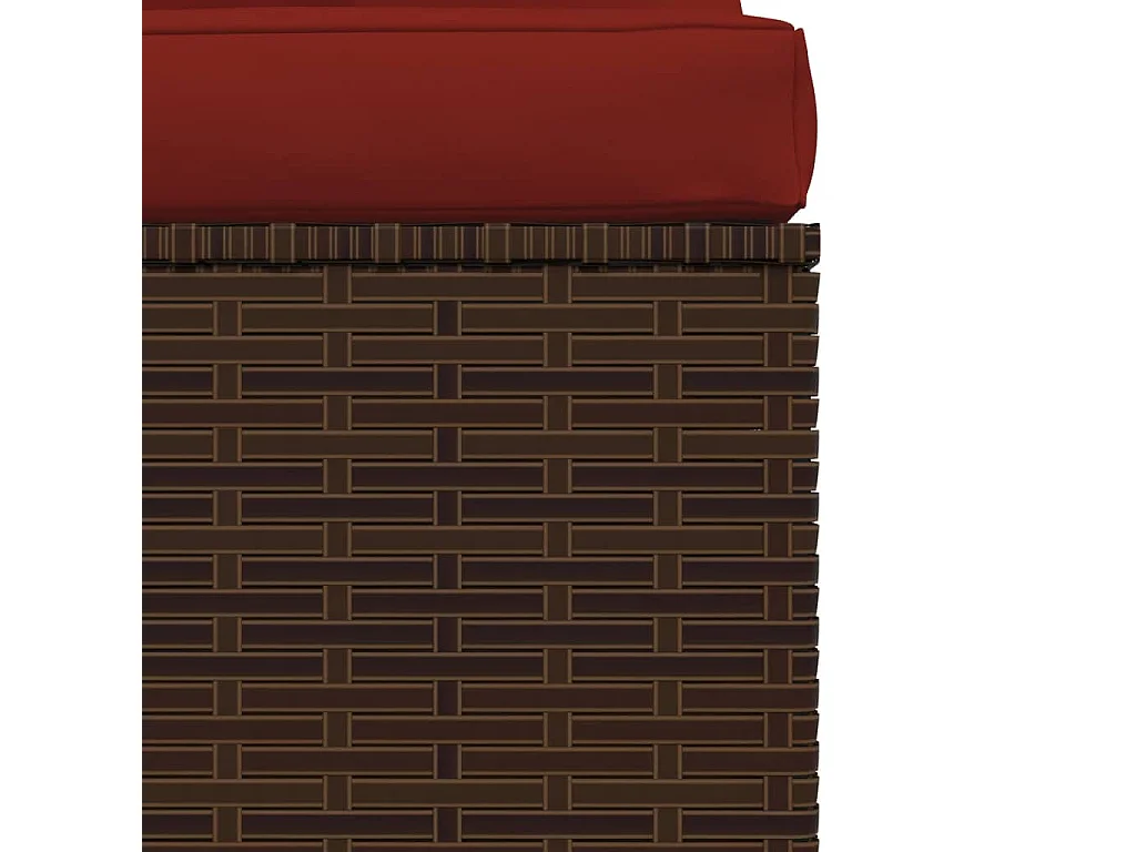 Garten-Mittelsofa mit Kissen Braun Poly Rattan