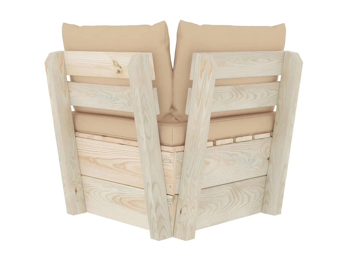 Divano Angolare da Giardino su Pallet e Cuscini Legno di Abete