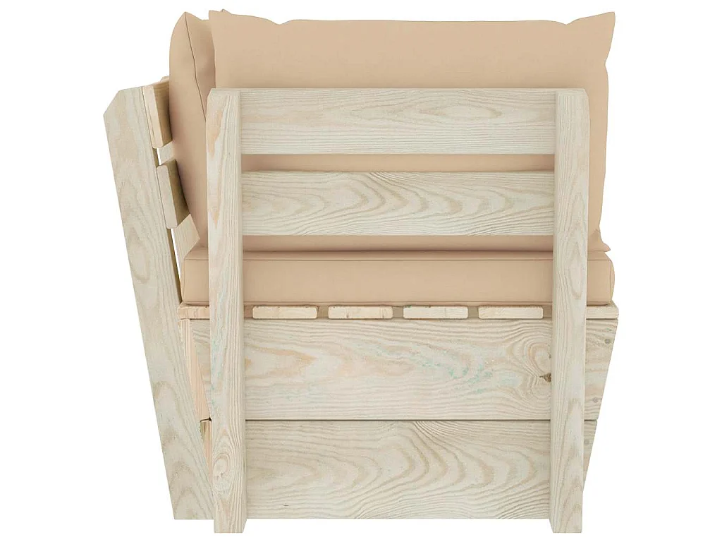 Divano Angolare da Giardino su Pallet e Cuscini Legno di Abete
