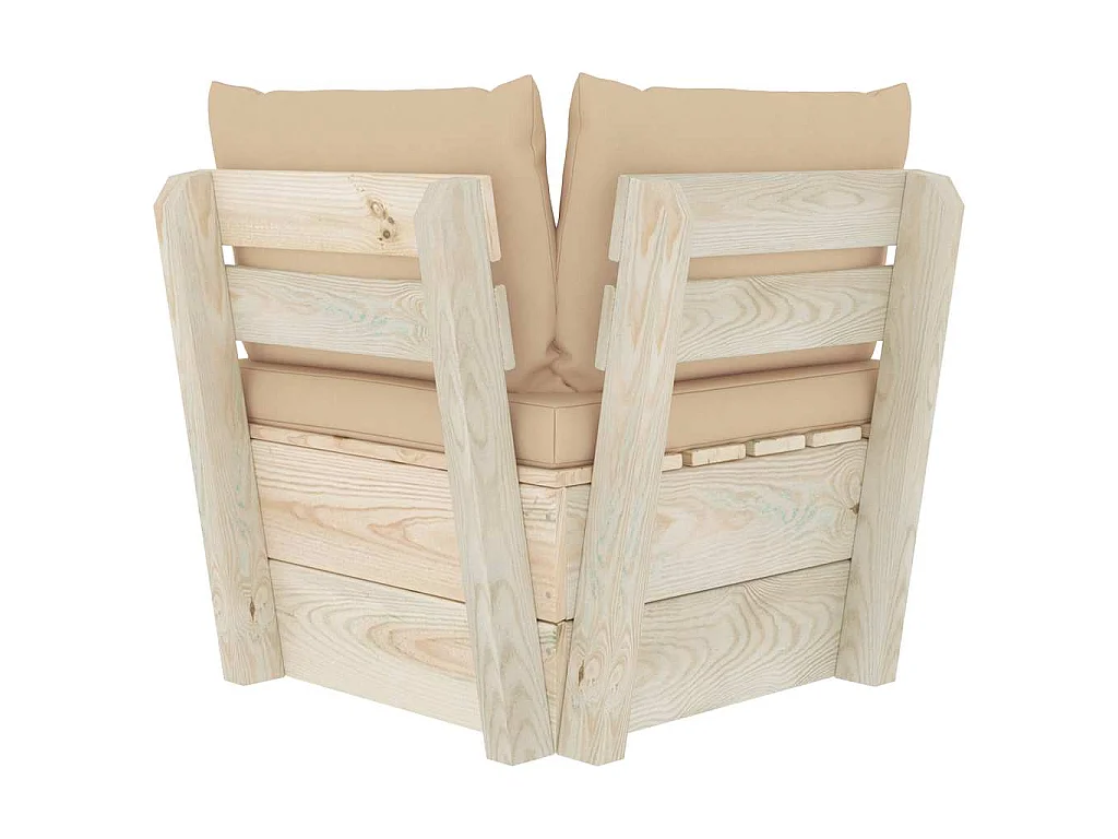 Divano Angolare da Giardino su Pallet e Cuscini Legno di Abete