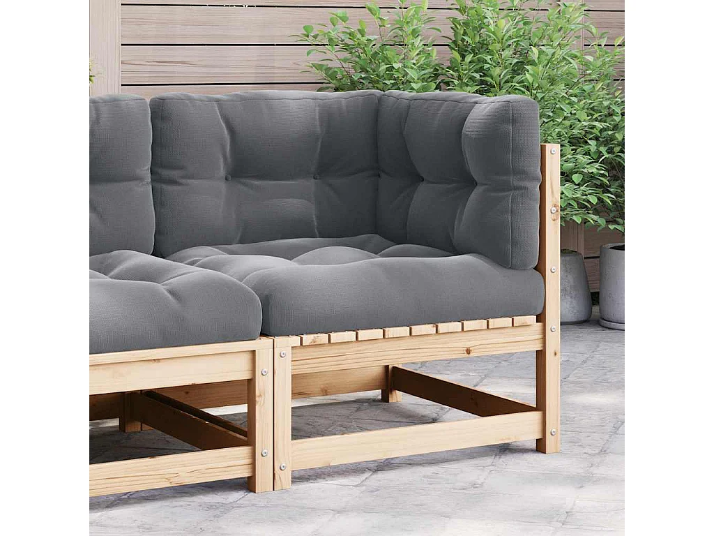 Canapé d'angle de jardin avec coussins gris Bois de pin massif