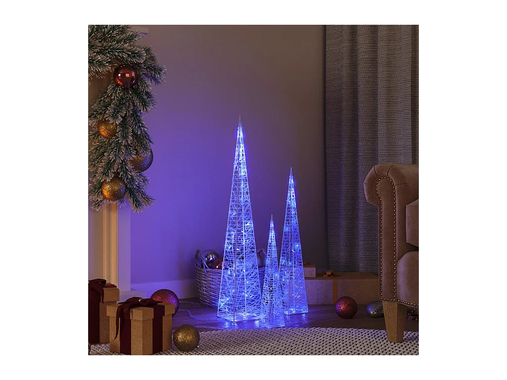 Jeu de cônes lumineux à LED Acrylique Bleu 30/45/60 cm