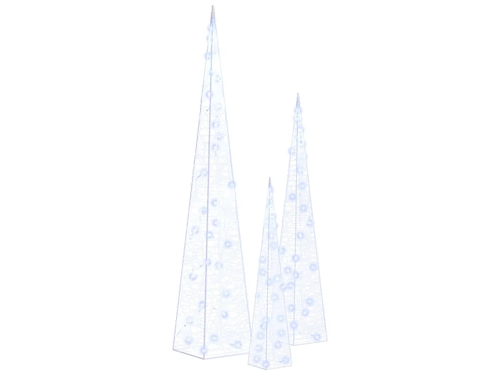 Lichtkegelset decoratief LED 30/45/60 cm acryl blauw