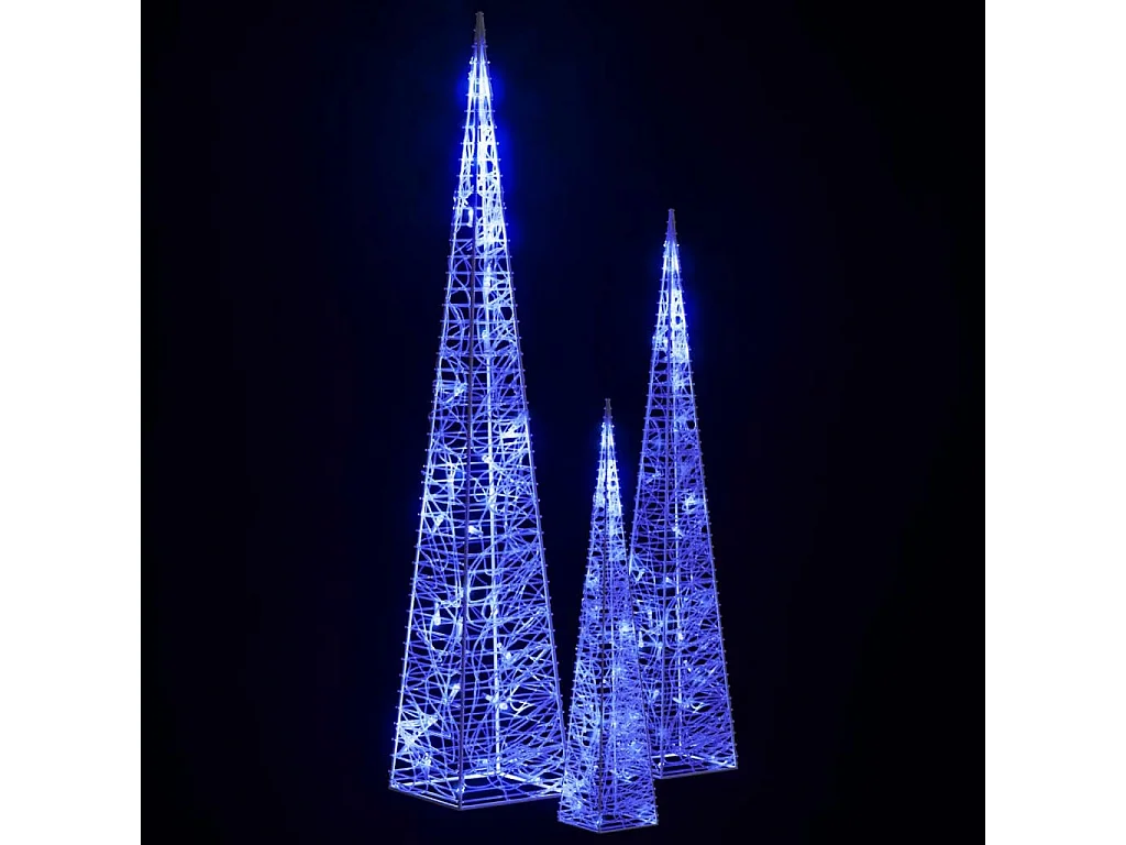 Lichtkegelset decoratief LED 30/45/60 cm acryl blauw