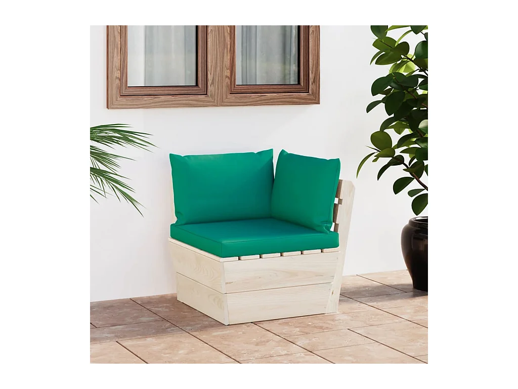 Canapé d'angle palette de jardin avec coussins Épicéa imprégné