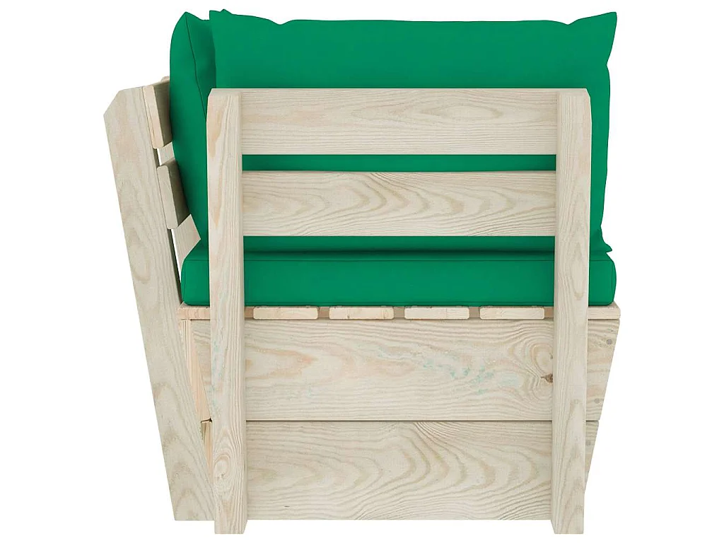 Canapé d'angle palette de jardin avec coussins Épicéa imprégné