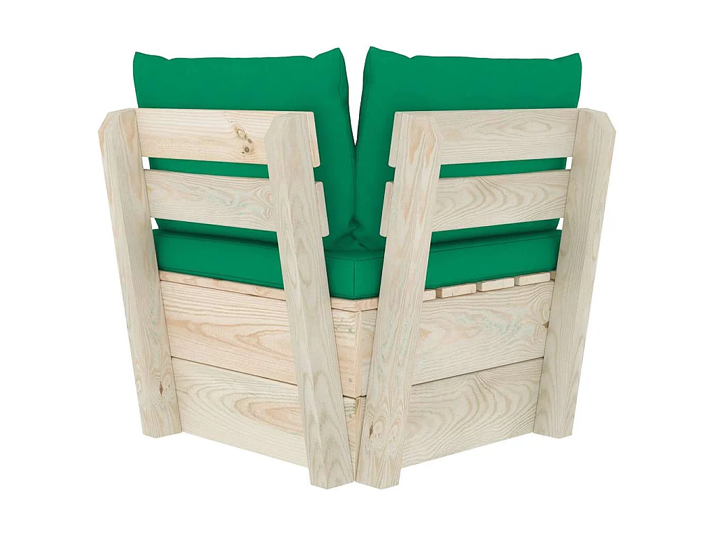 Canapé d'angle palette de jardin avec coussins Épicéa imprégné