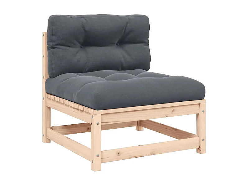 Garten-Mittelsofa mit Kissen Massivholz Kiefer