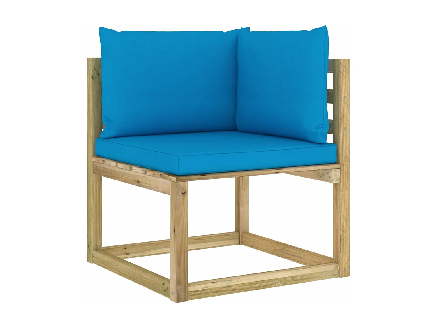 Canapés d'angle de jardin 2pcs et coussins Pin imprégné de vert