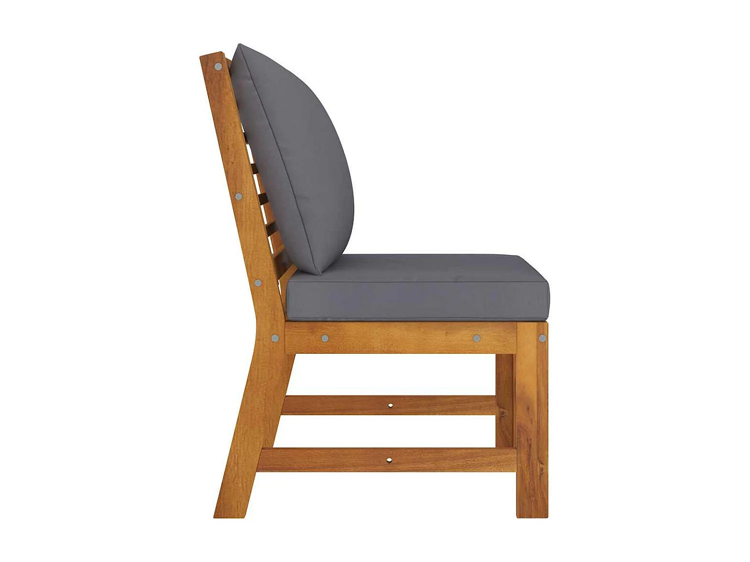 Divano Centrale Modulare Cuscini Grigio Scuro Massello Acacia