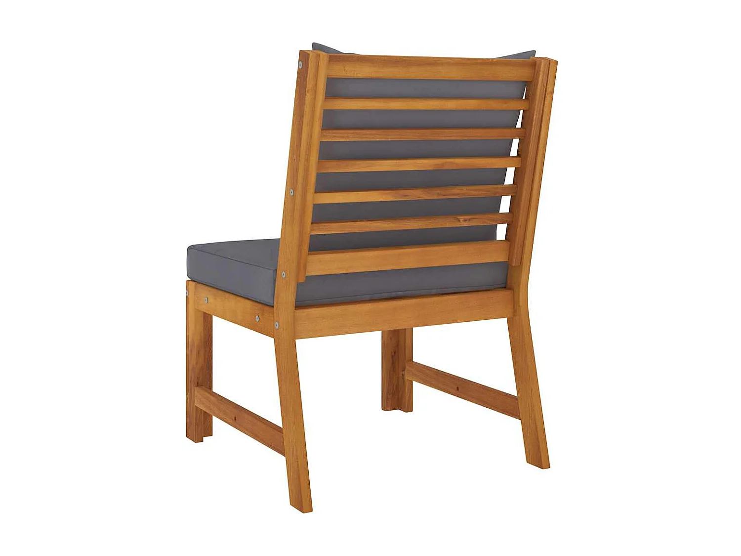 Divano Centrale Modulare Cuscini Grigio Scuro Massello Acacia