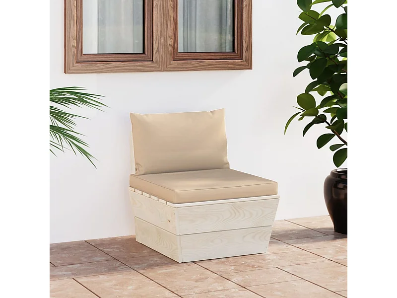 Garten-Paletten-Mittelsofa mit Kissen Imprägniertes Fichtenholz