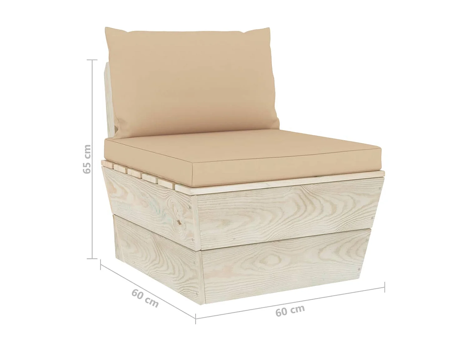 Garten-Paletten-Mittelsofa mit Kissen Imprägniertes Fichtenholz