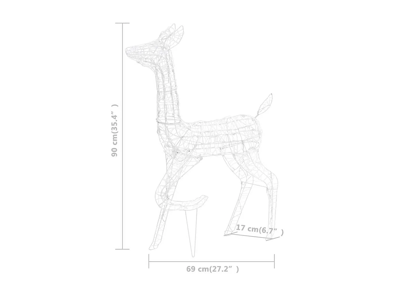 Famille de rennes de décoration Acrylique 160 LED blanc chaud