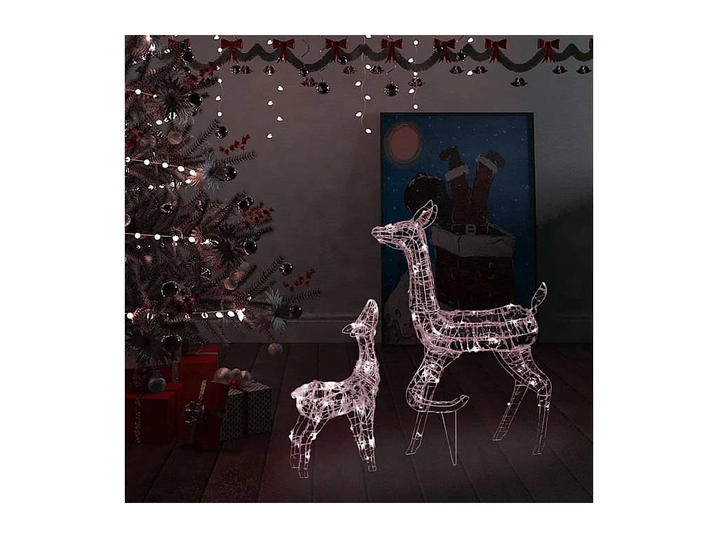 Famille de rennes de décoration Acrylique 160 LED blanc chaud