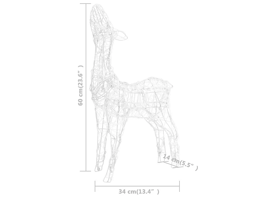 Famille de rennes de décoration Acrylique 160 LED blanc chaud