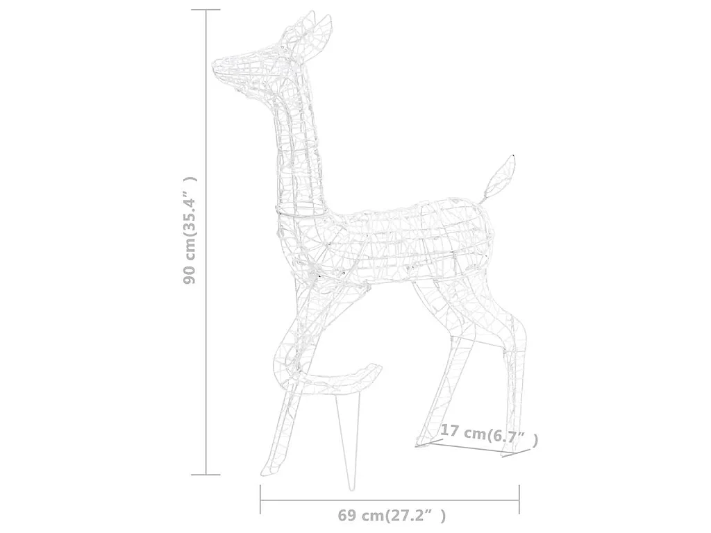 Famille de rennes de décoration Acrylique 160 LED blanc chaud