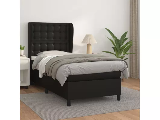 Kauf Unique Boxspringbett mit Matratze Schwarz 100x200 cm Kunstleder