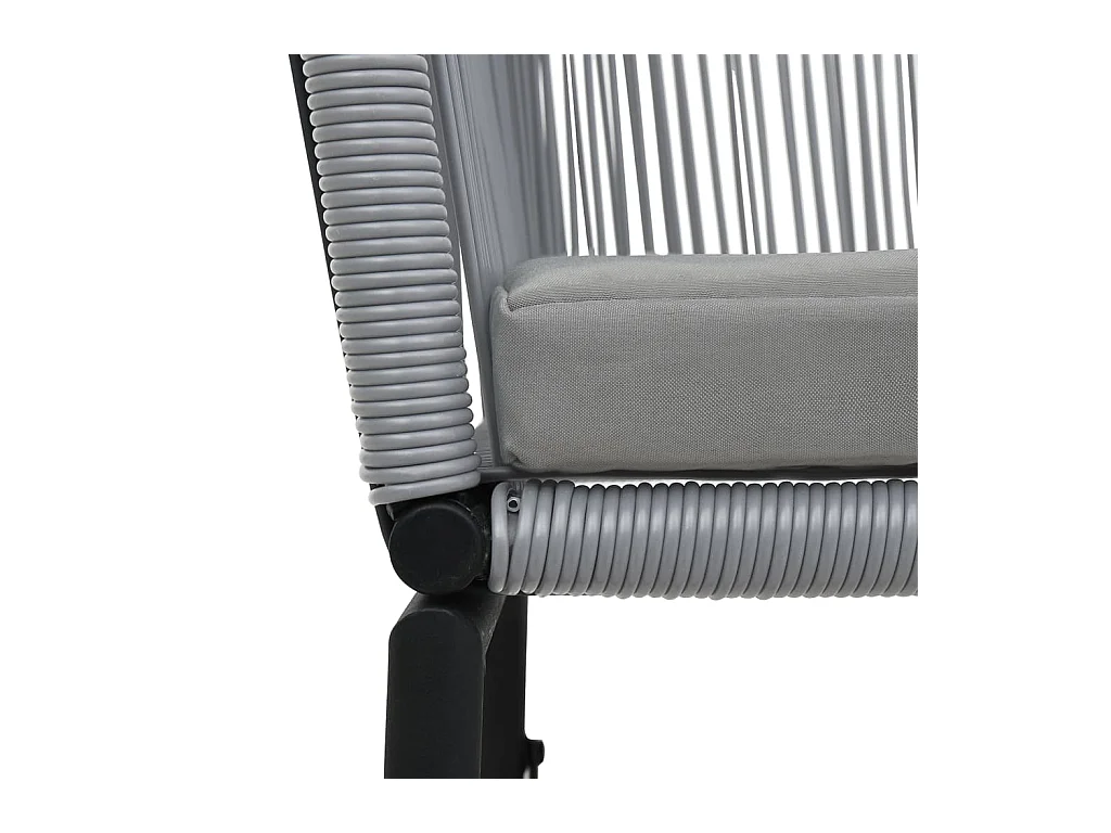 Ensemble de bistro 3 pcs avec coussins Rotin PE Gris