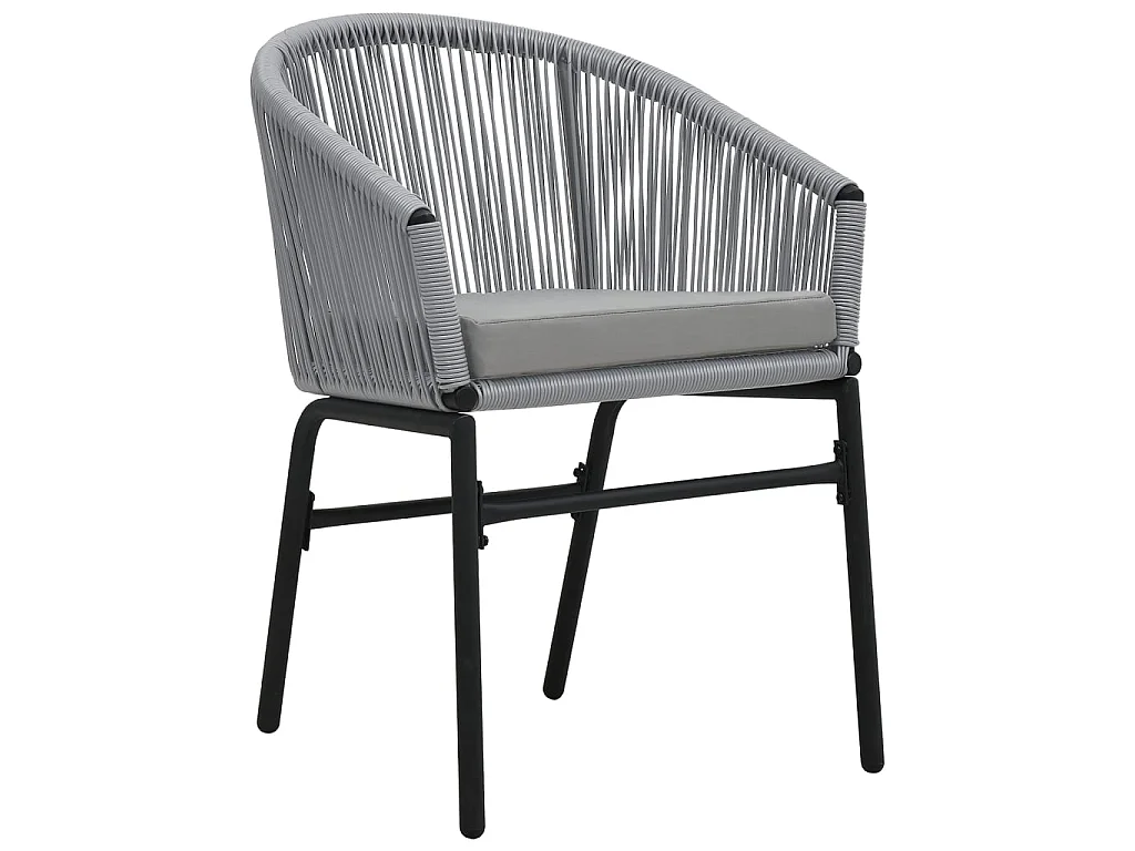 3-tlg. Bistro-Set mit Kissen PE-Rattan Grau