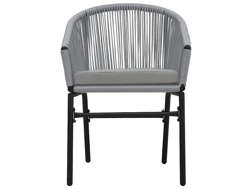 3-tlg. Bistro-Set mit Kissen PE-Rattan Grau